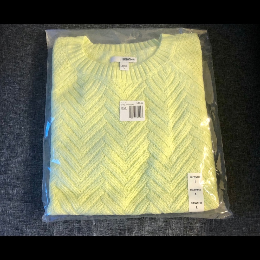 Sonoma Goods for Life Lattice-Front Sweater Lime L - Picture 2 of 10